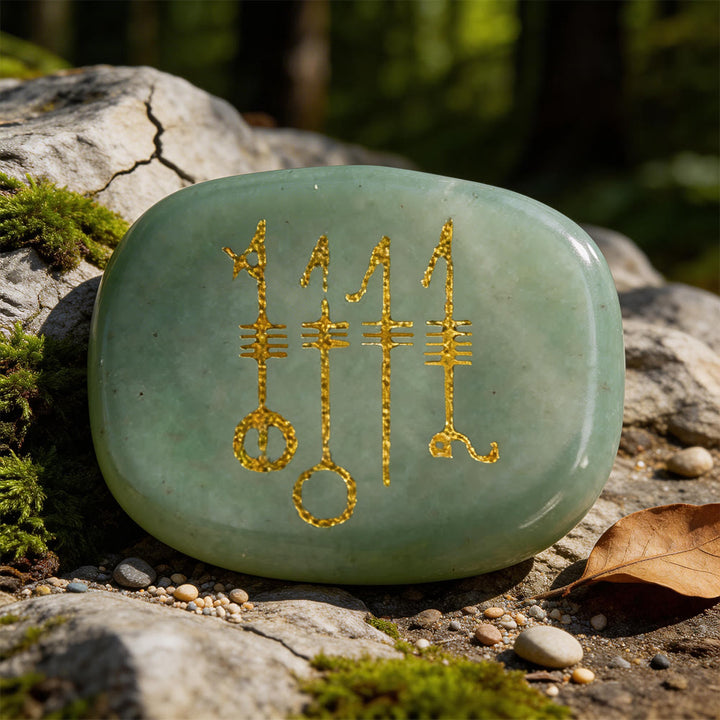 WorldNorse Viking Svefnthorn Restful Peace Rune Crystal Decor - Grüner Aventurin - image 1