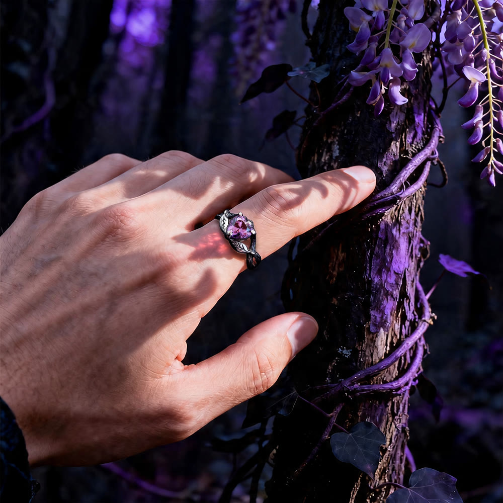 WorldNorse Liebe bis zum Tod Herz Amethyst Ring - image 1