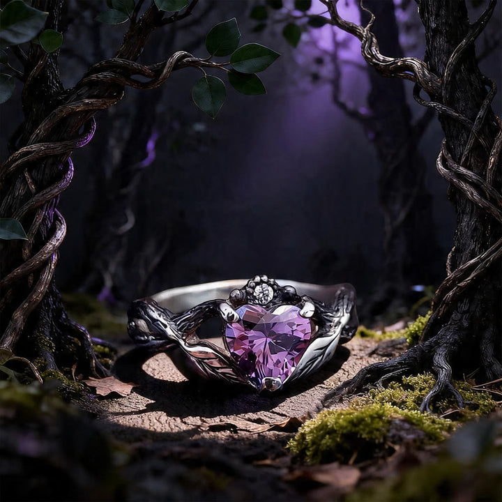 WorldNorse Liebe bis zum Tod Herz Amethyst Ring - 62mm - image 0