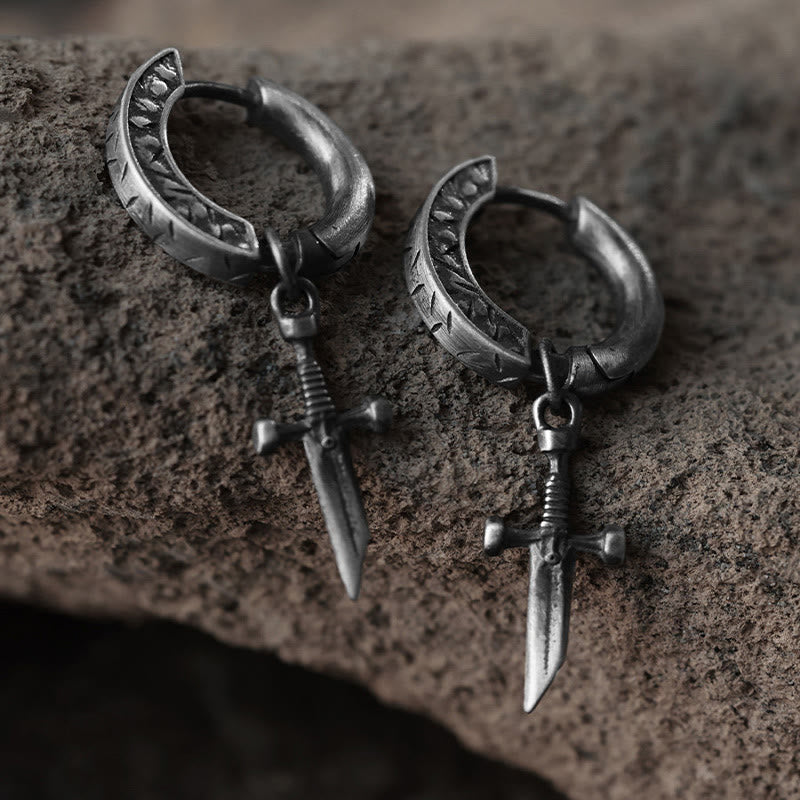 WorldNorse Handgefertigte Wikingerschwert-Ohrhänger aus 925er Silber - Ein Paar - image 0
