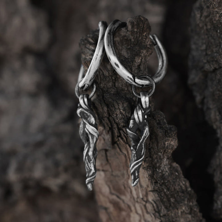 WorldNorse Handgefertigte Ohrringe aus 999er Silber mit antiker Holzspiralstruktur - image 3