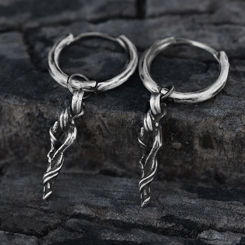WorldNorse Handgefertigte Ohrringe aus 999er Silber mit antiker Holzspiralstruktur - Ein Paar - image 0
