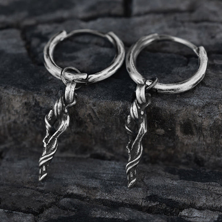 WorldNorse Handgefertigte Ohrringe aus 999er Silber mit antiker Holzspiralstruktur - Ein Paar - image 0