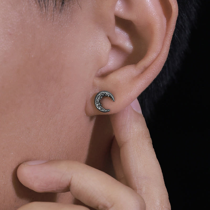WorldNorse Handgefertigte Halbmond-Ohrringe aus 999er Silber mit fragmentiertem Stein - image 2
