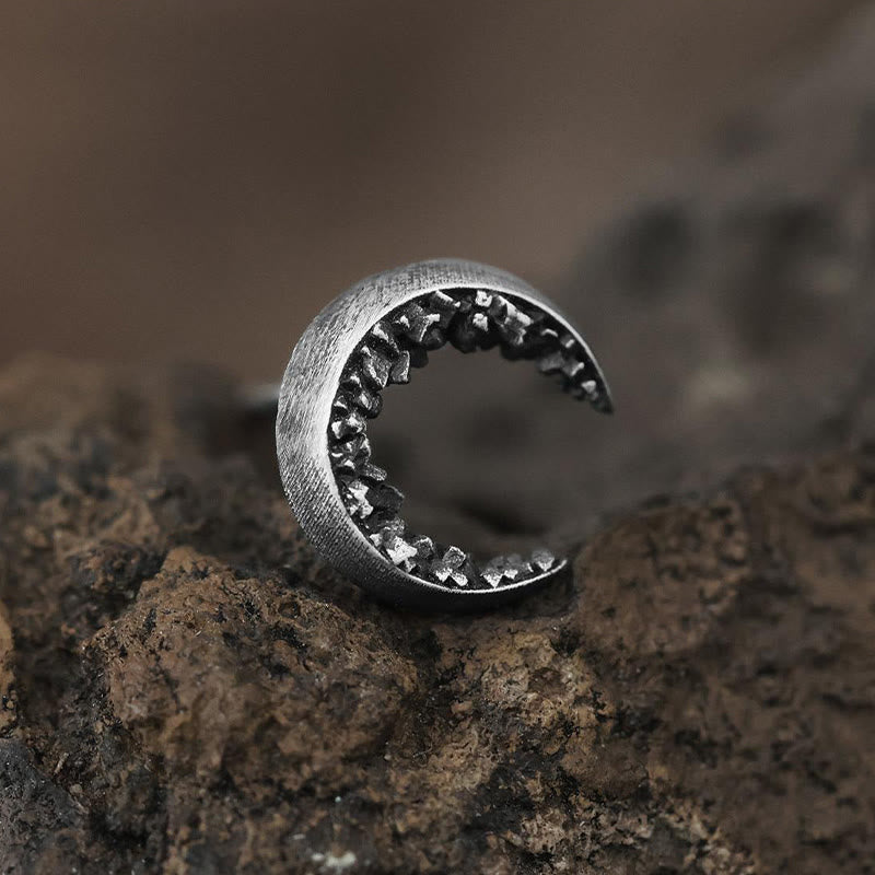 WorldNorse Handgefertigte Halbmond-Ohrringe aus 999er Silber mit fragmentiertem Stein - image 7
