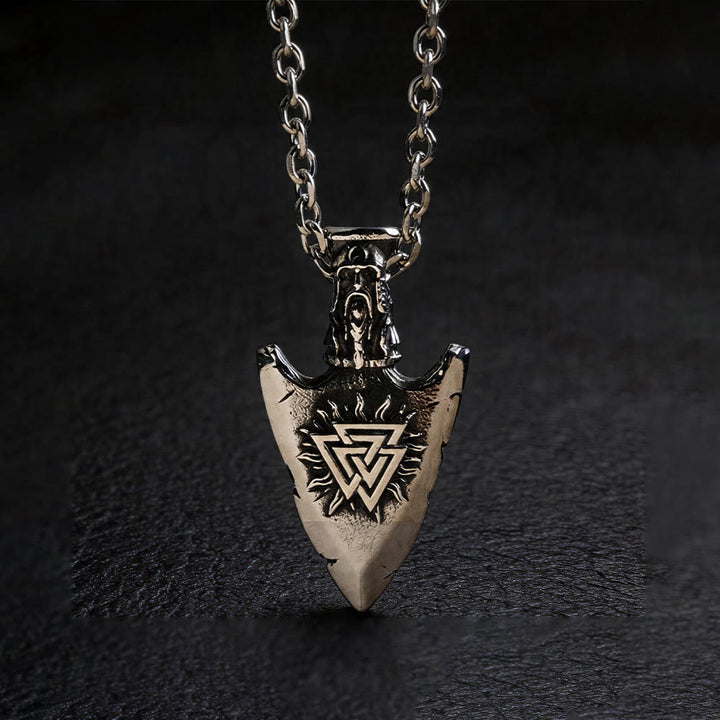 WorldNorse Vegvisir Valknut Retro Pfeilspitze Halskette - With Chain - Silver - image 8