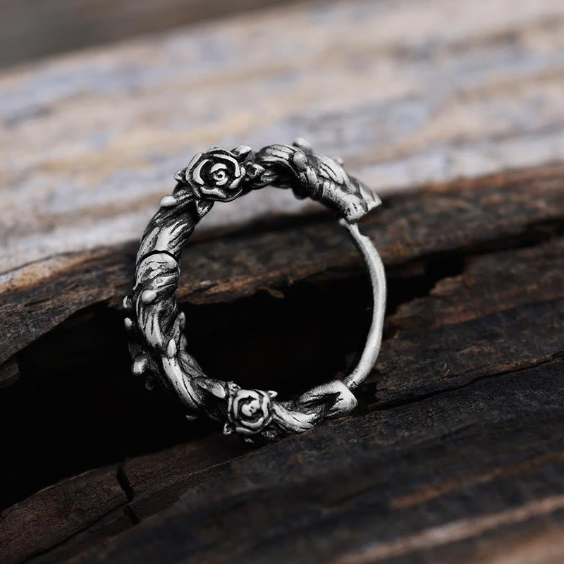 WorldNorse Handgefertigte Ohrringe aus 925er Silber mit dornigem Blütenkranz - image 6