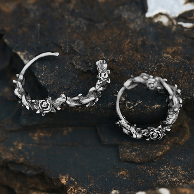 WorldNorse Handgefertigte Ohrringe aus 925er Silber mit dornigem Blütenkranz - Ein Paar - image 0