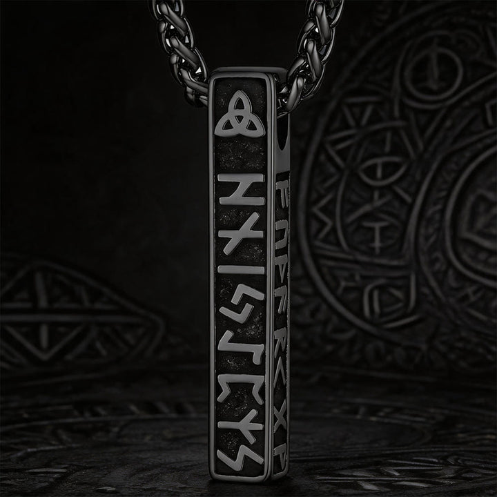 WorldNorse Viking Rune Vertical Bar Amulett Halskette - Schwarz - image 1