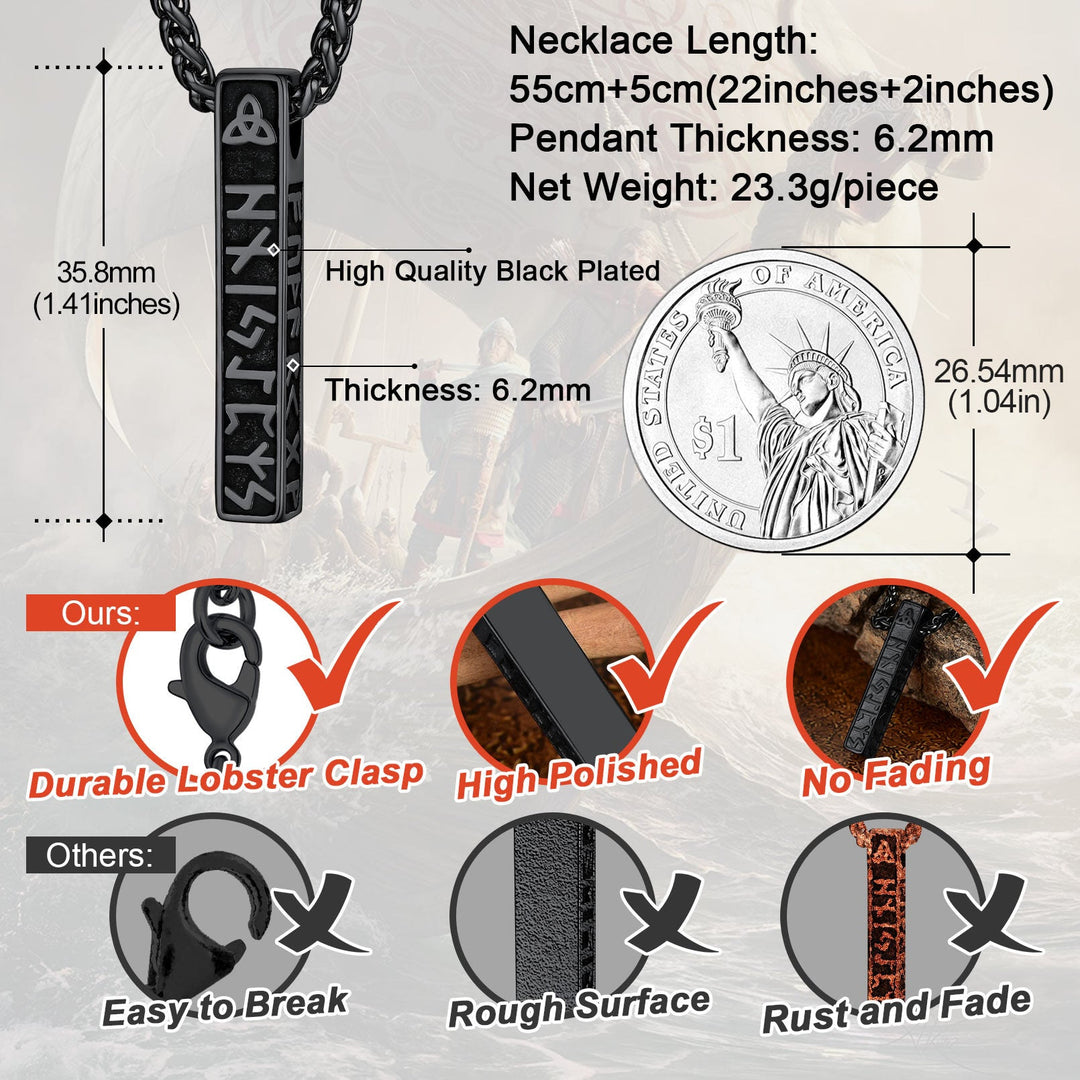 WorldNorse Viking Rune Vertical Bar Amulett Halskette - image 6