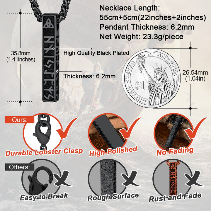 WorldNorse Viking Rune Vertical Bar Amulett Halskette - image 6