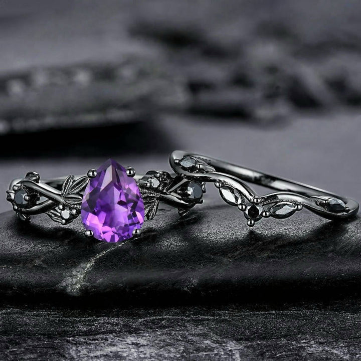 WorldNorse Herz von Yggdrasil , blattumwickelter Amethystring-Set - image 7