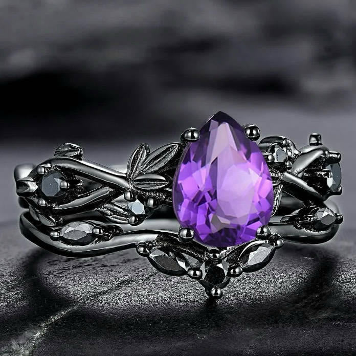 WorldNorse Herz von Yggdrasil , blattumwickelter Amethystring-Set - image 6