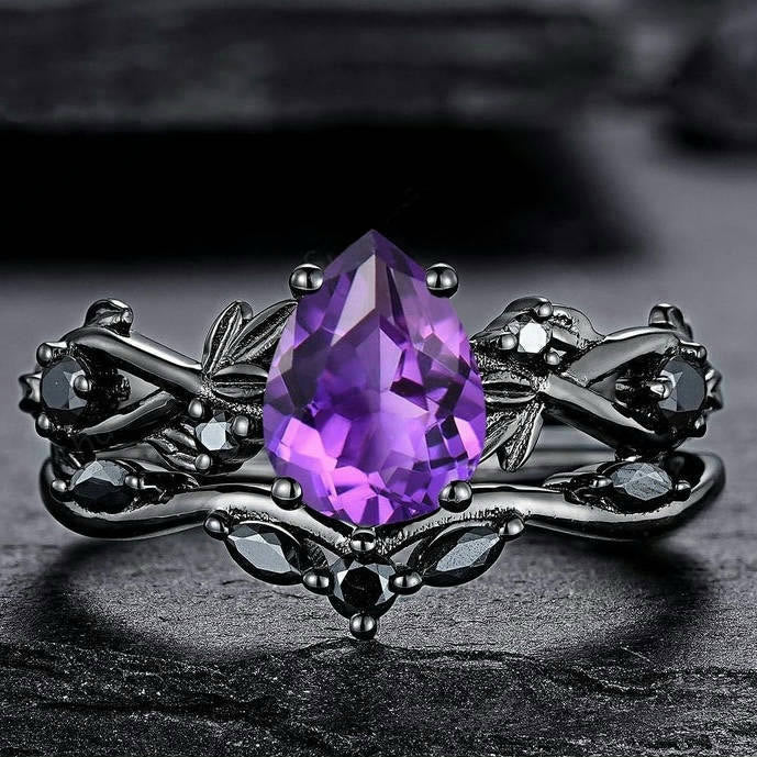 WorldNorse Herz von Yggdrasil , blattumwickelter Amethystring-Set - image 5