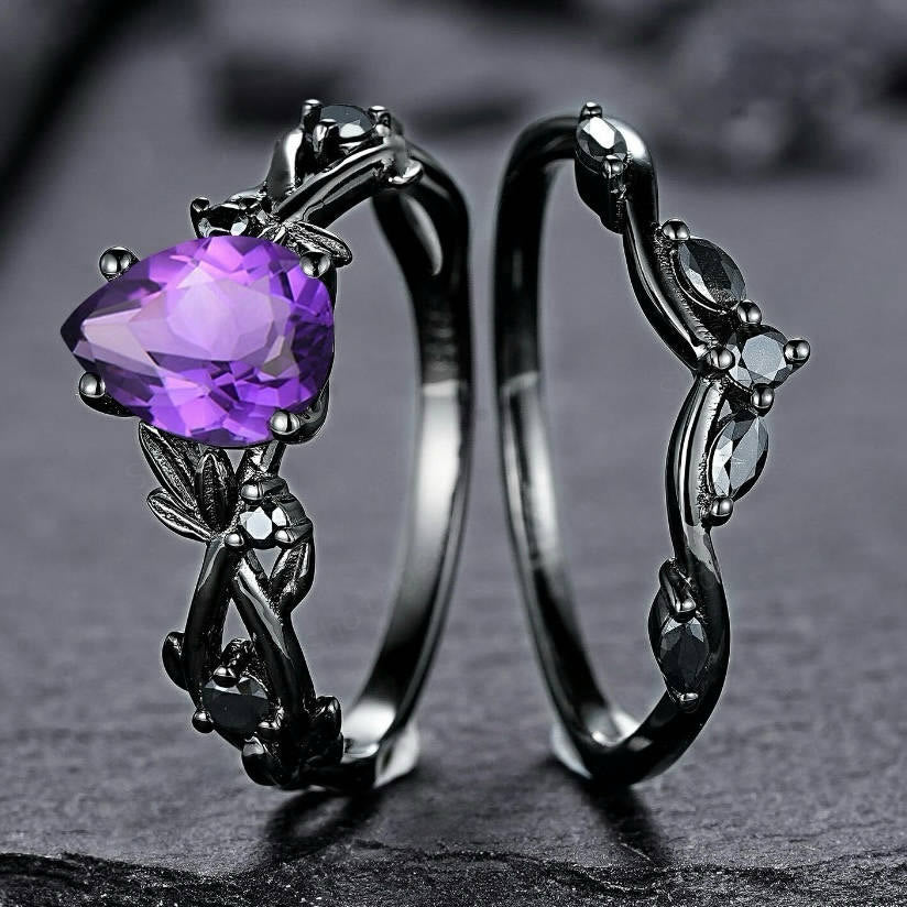 WorldNorse Herz von Yggdrasil , blattumwickelter Amethystring-Set - image 8