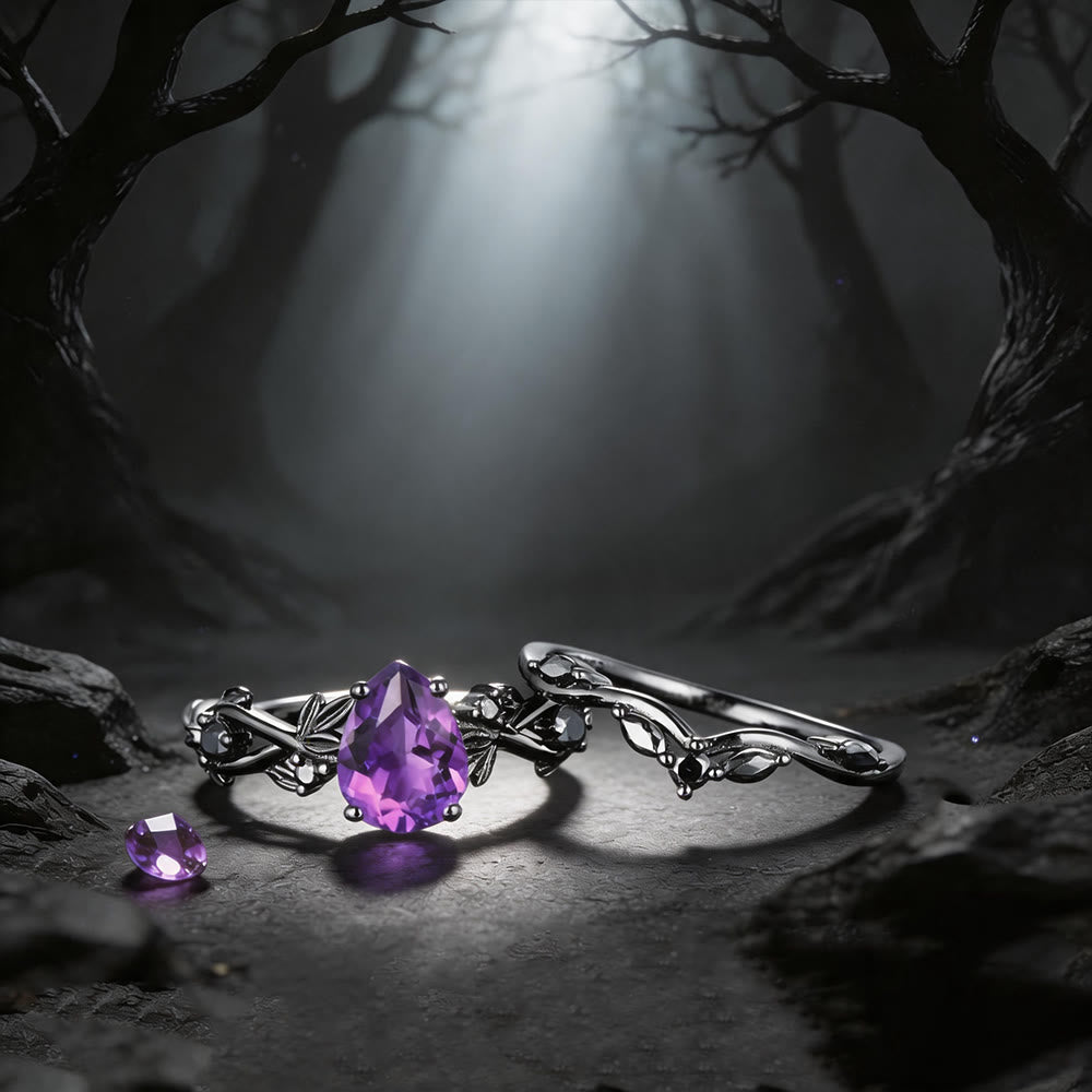 WorldNorse Herz von Yggdrasil , blattumwickelter Amethystring-Set - image 3