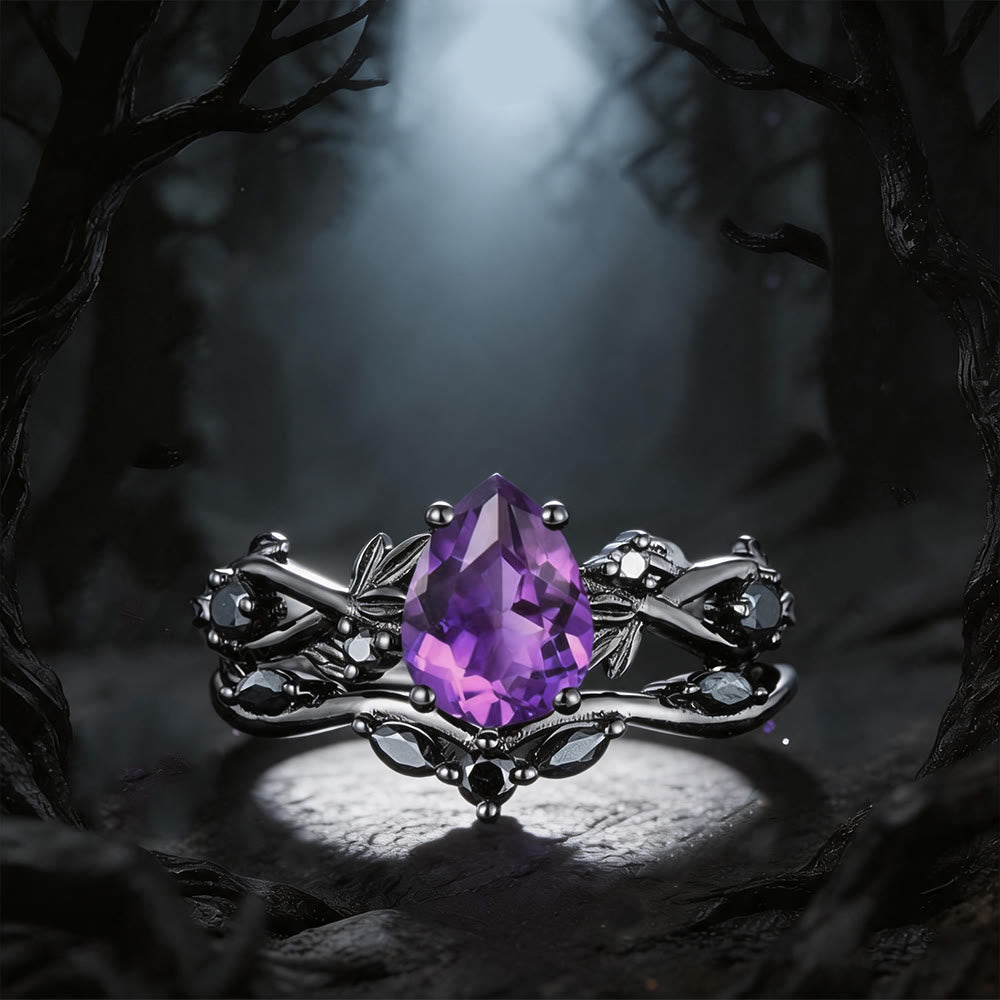 WorldNorse Herz von Yggdrasil , blattumwickelter Amethystring-Set - 65mm - image 0