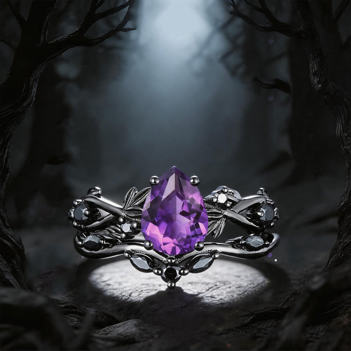 WorldNorse Herz von Yggdrasil , blattumwickelter Amethystring-Set - 65mm - image 0
