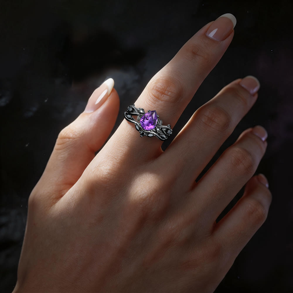 WorldNorse Herz von Yggdrasil , blattumwickelter Amethystring-Set - image 1
