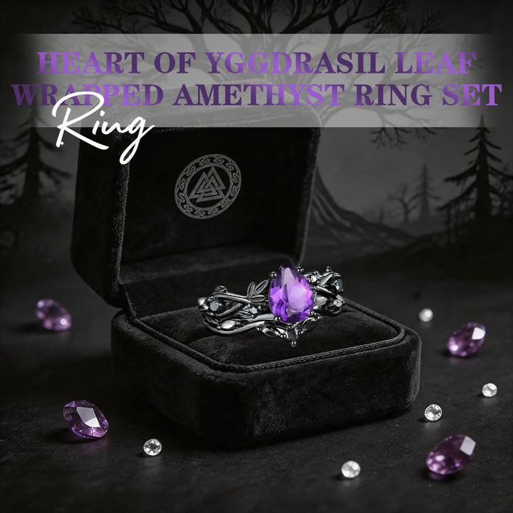 WorldNorse Herz von Yggdrasil , blattumwickelter Amethystring-Set - image 2