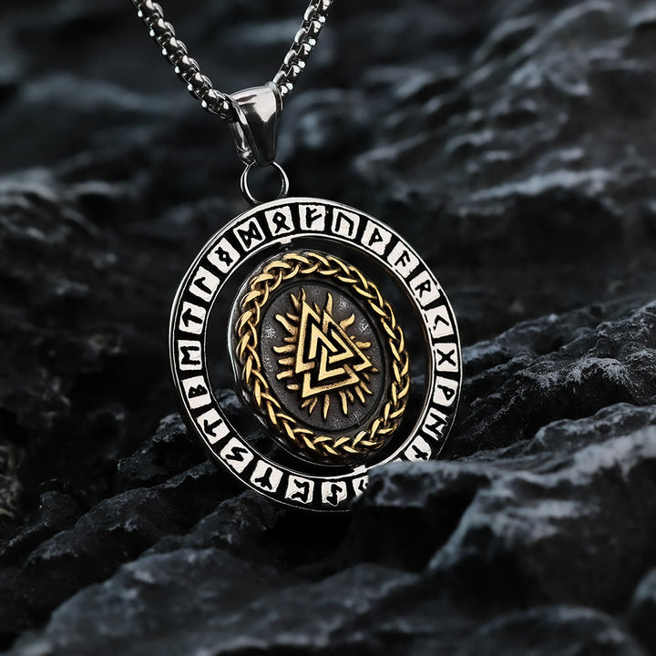 WorldNorse Doppelseitige Halskette mit Keltischer Knoten , Rune Valknut -Spinner - image 4