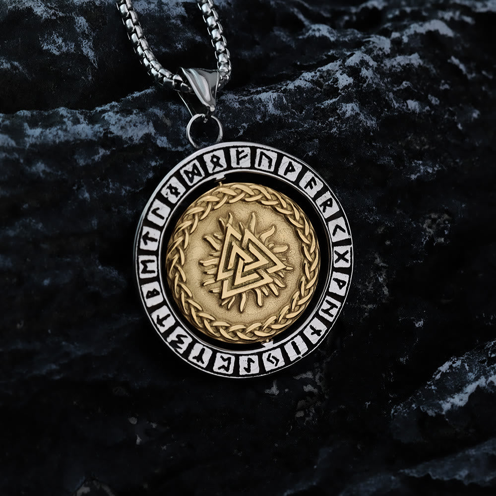 WorldNorse Doppelseitige Halskette mit Keltischer Knoten , Rune Valknut -Spinner - image 1