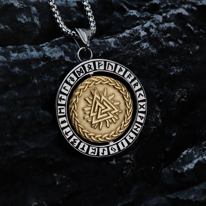 WorldNorse Doppelseitige Halskette mit Keltischer Knoten , Rune Valknut -Spinner - image 1