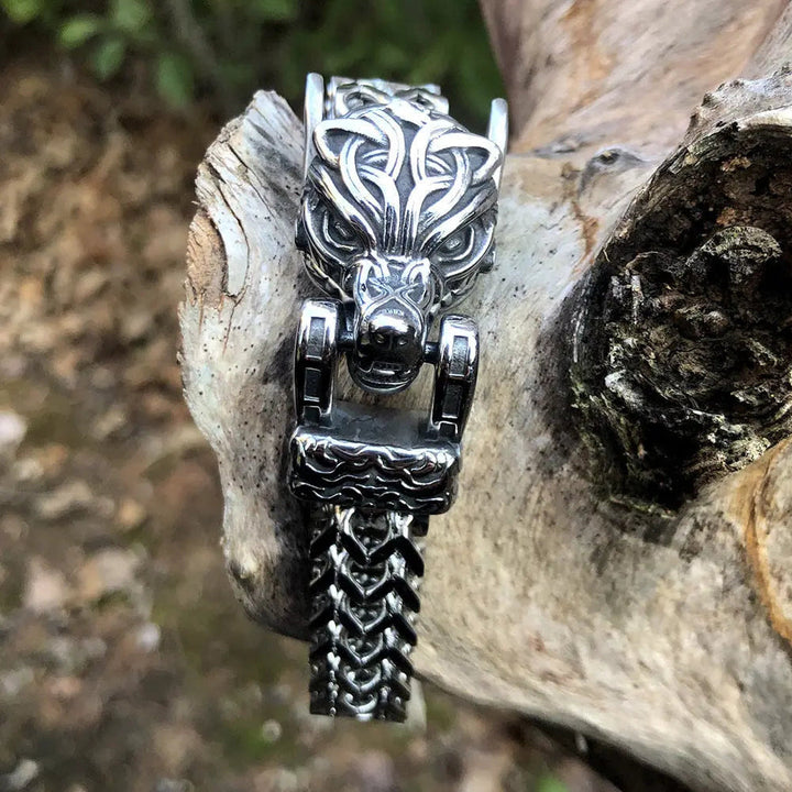 WorldNorse Fenrir Wolf Geflochtenes Ketten-Kriegerarmband - image 2