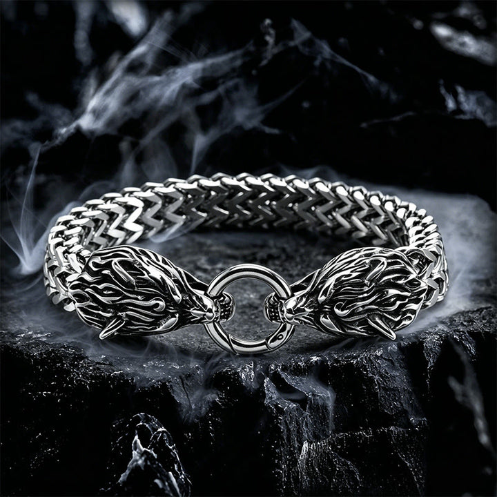 WorldNorse Wolf Wikinger Titanstahl-Stärkenarmband - 21 cm - Silber - image 0