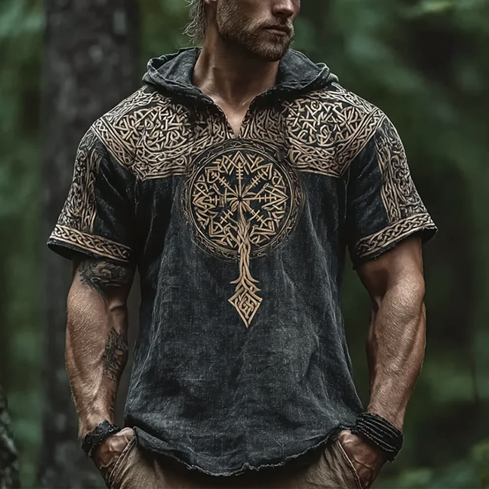 WorldNorse Helm der Ehrfurcht Keltischer Knoten Kapuzen-Leinenhemd - US/UK/AU50, EU60 (5XL) - image 0
