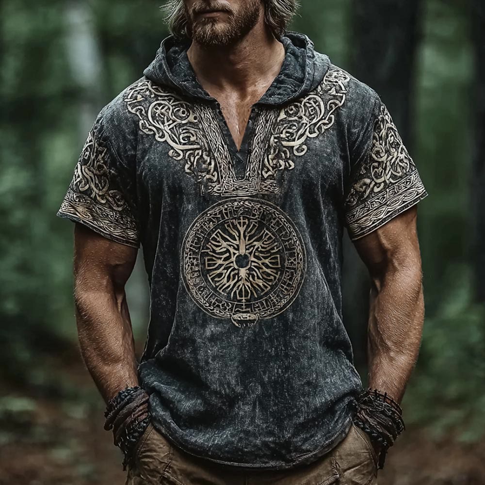 WorldNorse Vegvisir Leinenhemd mit keltischem Knotenmuster - US/UK/AU50, EU60 (5XL) - image 0