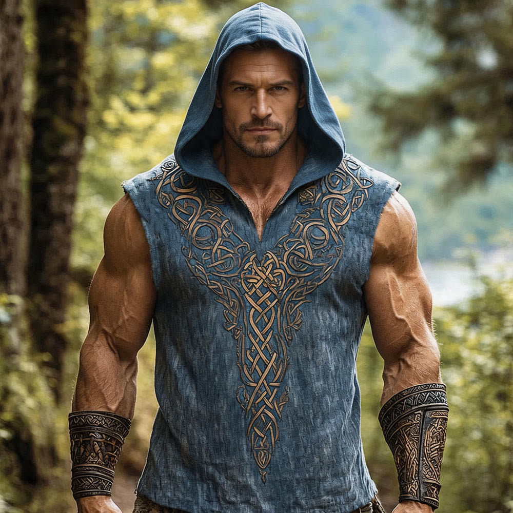 WorldNorse Wikinger- Keltischer Knoten Kapuzen- Weste - US/UK/AU50, EU60 (5XL) - image 0