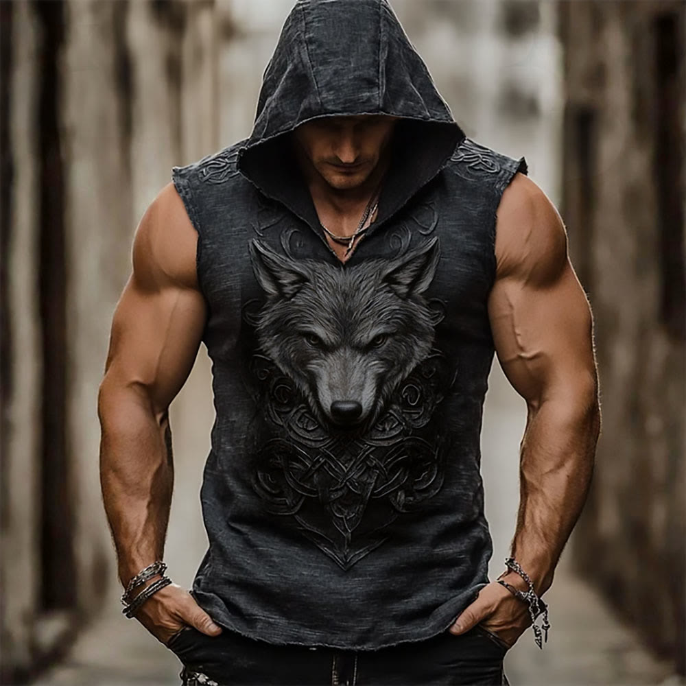 WorldNorse Wikinger- Wolf Leinenweste mit keltischem Muster und Weste - US/UK/AU50, EU60 (5XL) - image 0