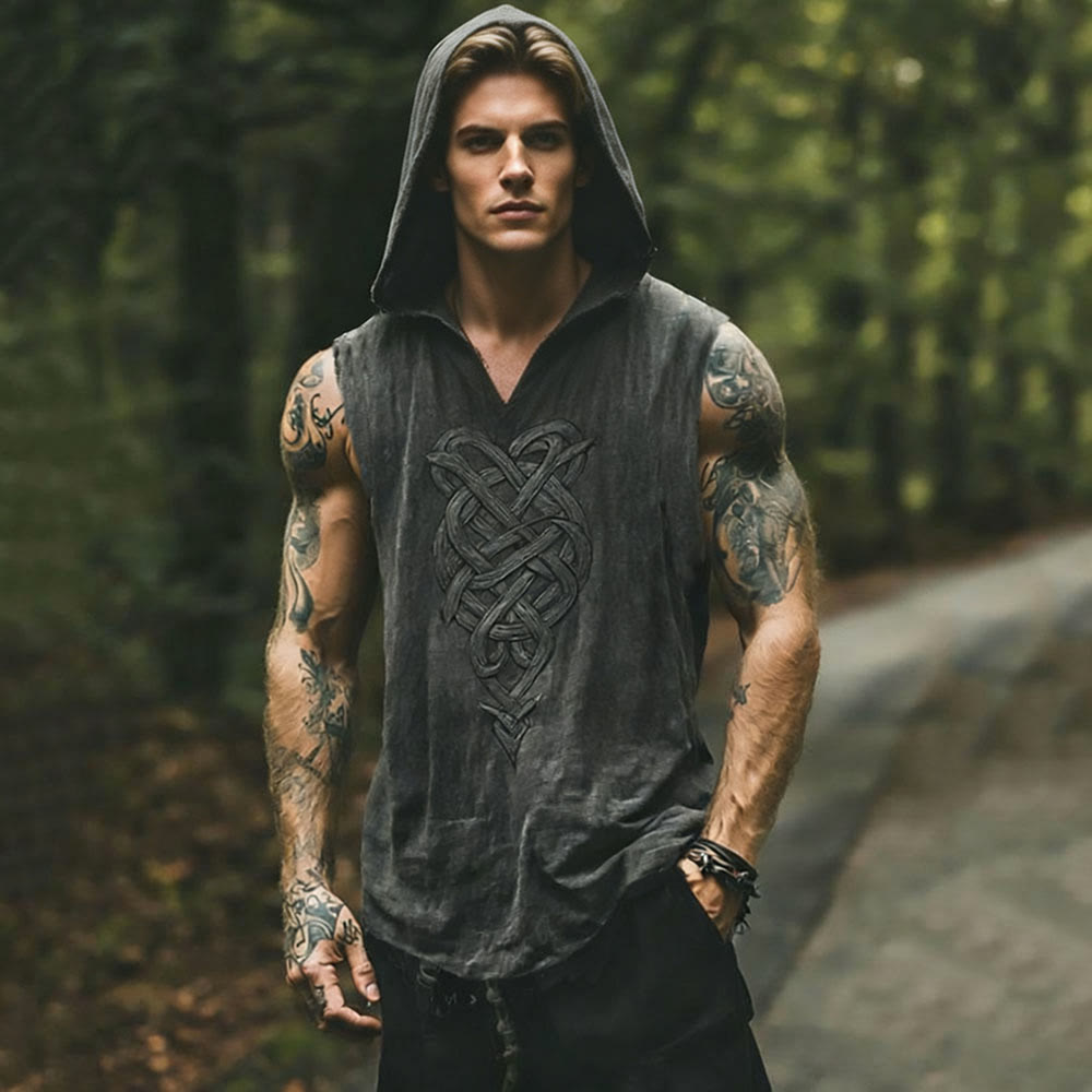 WorldNorse Wikinger-Stammesweste mit Keltischer Knoten, Kapuze und Weste - US/UK/AU50, EU60 (5XL) - image 0