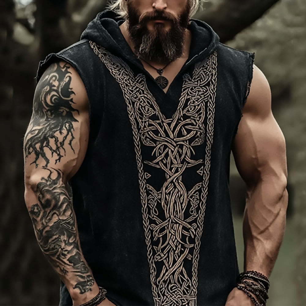 WorldNorse Wikinger-Stammesweste mit keltischem Knotenmuster, Kapuze und Weste - US/UK/AU50, EU60 (5XL) - image 0