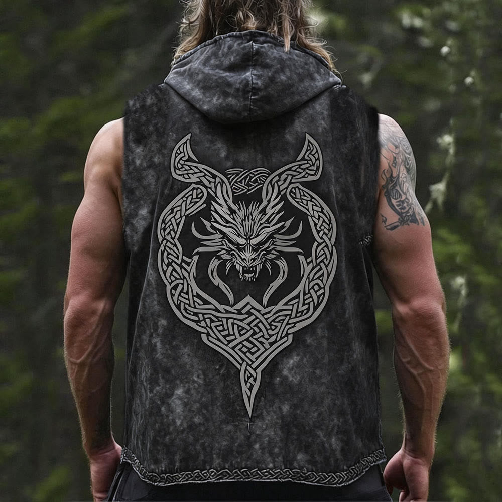 WorldNorse Wikinger-Leinenweste mit Drachenknotenmuster und Weste - US/UK/AU50, EU60 (5XL) - image 0