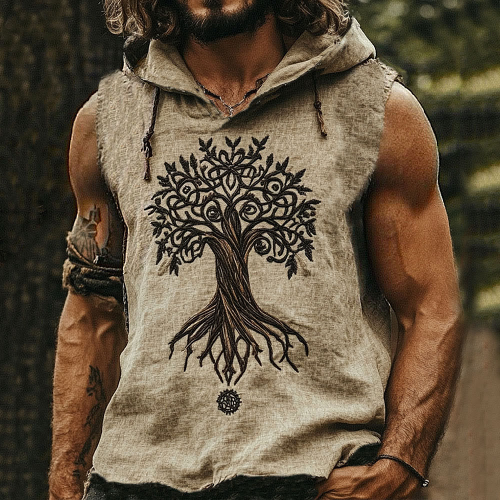 WorldNorse Yggdrasil Keltischer Knoten Weste mit Kapuze - US/UK/AU50, EU60 (5XL) - image 0