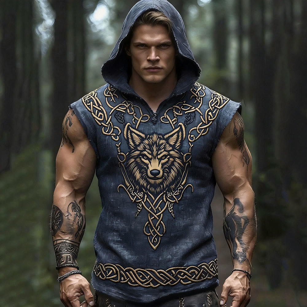 WorldNorse Wikinger- Wolf - Weste mit Kapuze - US/UK/AU50, EU60 (5XL) - image 0