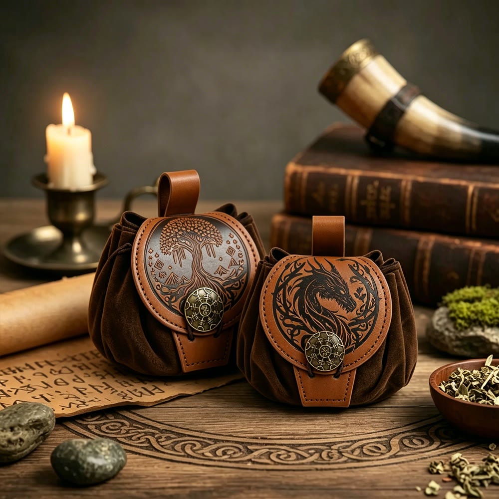 WorldNorse Nordischer Drache Yggdrasil Kordelzugbeutel - image 0