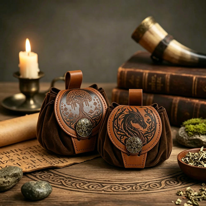 WorldNorse Nordischer Drache Yggdrasil Kordelzugbeutel - image 0