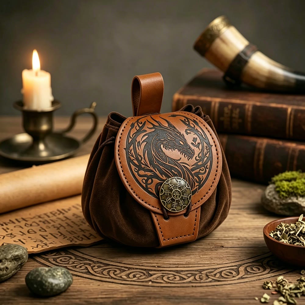 WorldNorse Nordischer Drache Yggdrasil Kordelzugbeutel - Nordischer Drache - image 1
