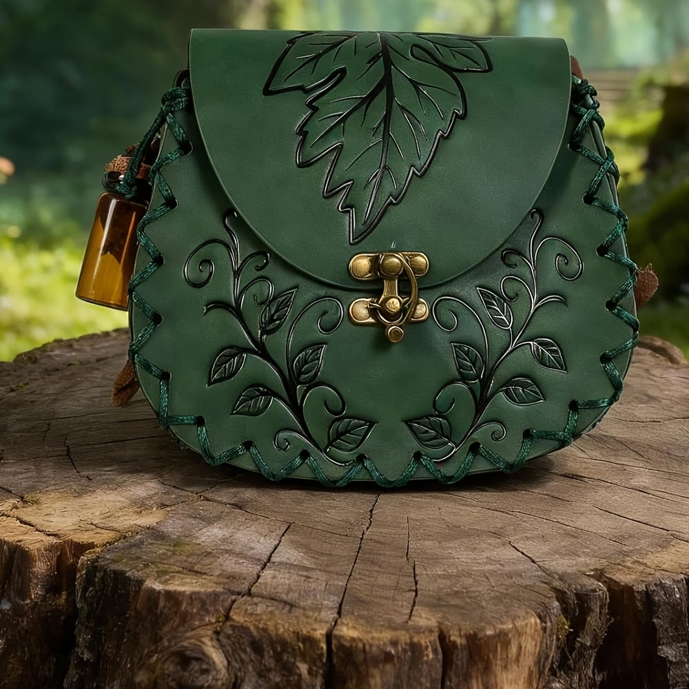 WorldNorse Lederbeutel mit Weinblattprägung - Grün - image 5