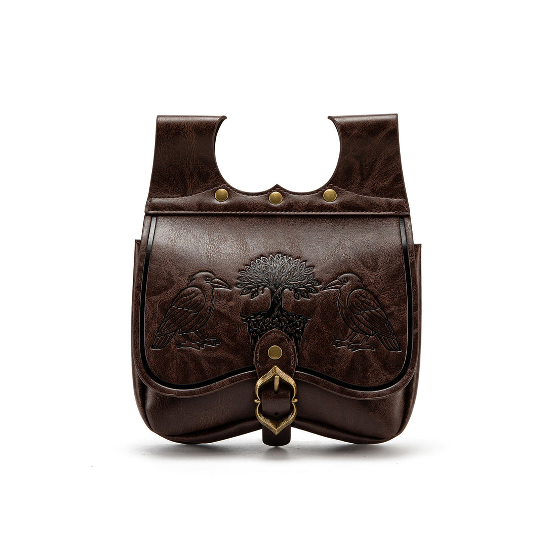 WorldNorse Yggdrasil und Odins Raben geprägte Tasche - Dunkelbraun - image 3