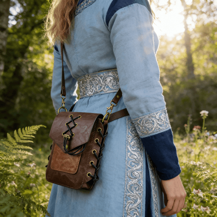 WorldNorse Mittelalterliche Schnürtasche aus Leder - Braun - image 0