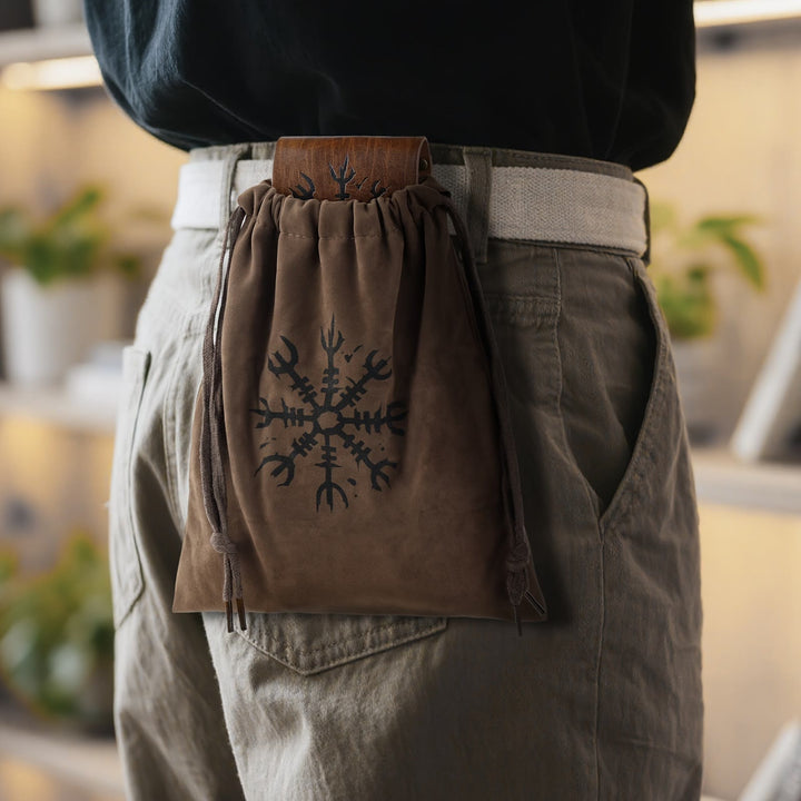 WorldNorse Helm der Ehrfurcht Gürteltasche mit Kordelzug - Braun - image 0
