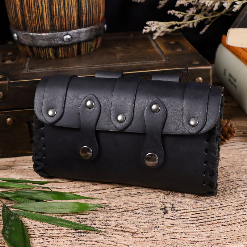 WorldNorse Mittelalterliche Vintage-Nietengürteltasche - Schwarz - Tasche - image 0