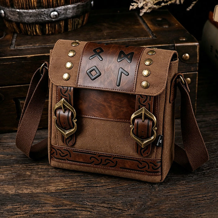 WorldNorse Nordic Buckle Rune Satchel Pouch Bag - Braun - image 0