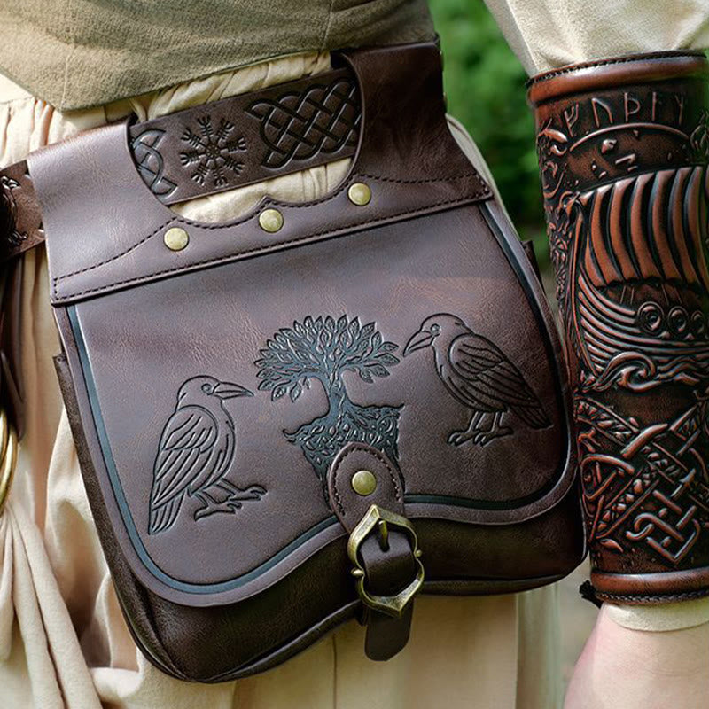 WorldNorse Yggdrasil und Odins Raben geprägte Tasche - image 4