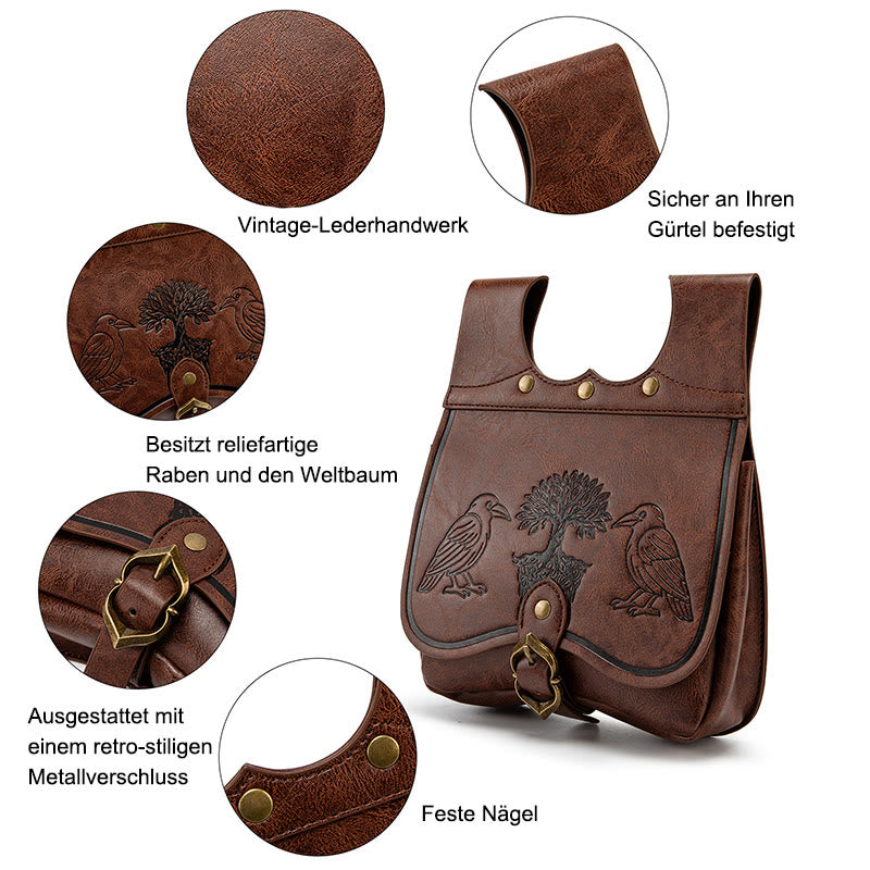 WorldNorse Yggdrasil und Odins Raben geprägte Tasche - image 2