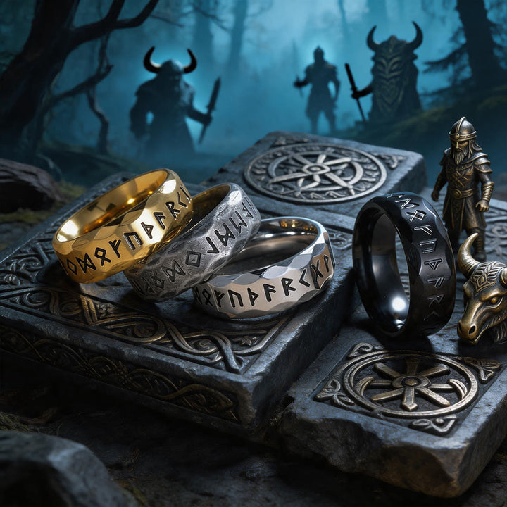 WorldNorse Gehämmerter Futhark-Runen-Wikinger-Amulettring - image 0